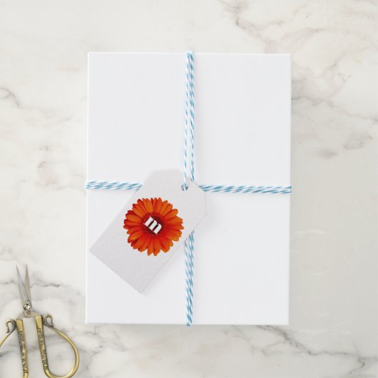Gerbera Daisy Monogram Initiaal Cadeaulabel (Met Touw)