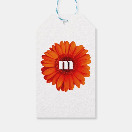 Gerbera Daisy Monogram Initiaal Cadeaulabel (Achterkant)