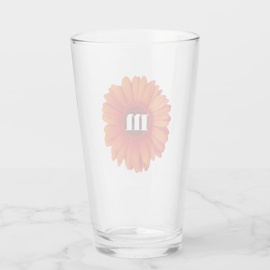 Gerbera Daisy Monogram Initiaal Glas (Achterkant)