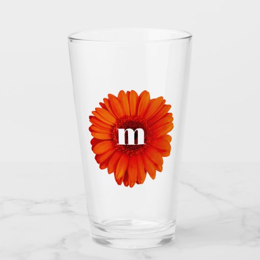 Gerbera Daisy Monogram Initiaal Glas (Voorkant)