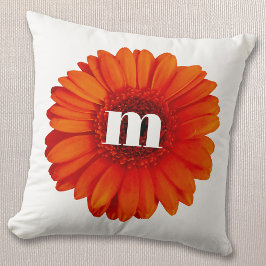 Gerbera Daisy Monogram Initiaal Kussen