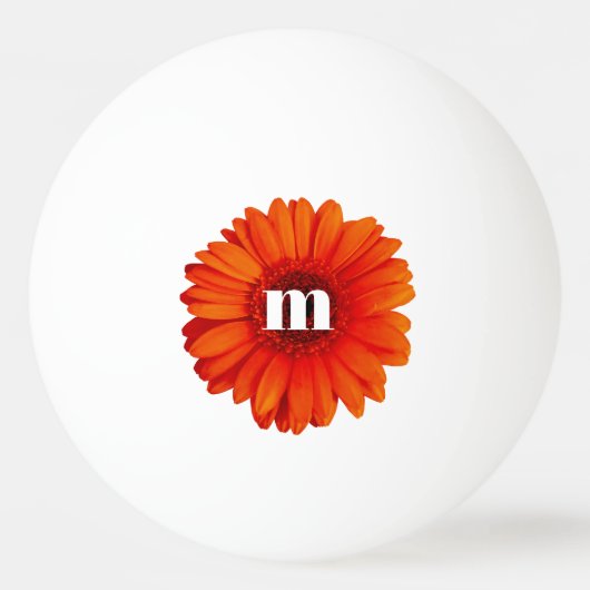 Gerbera Daisy Monogram Initiaal Pingpongbal (Voorkant)