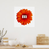 Gerbera Daisy Monogram Initiaal Poster (Keuken)
