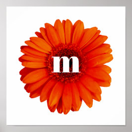 Gerbera Daisy Monogram Initiaal Poster