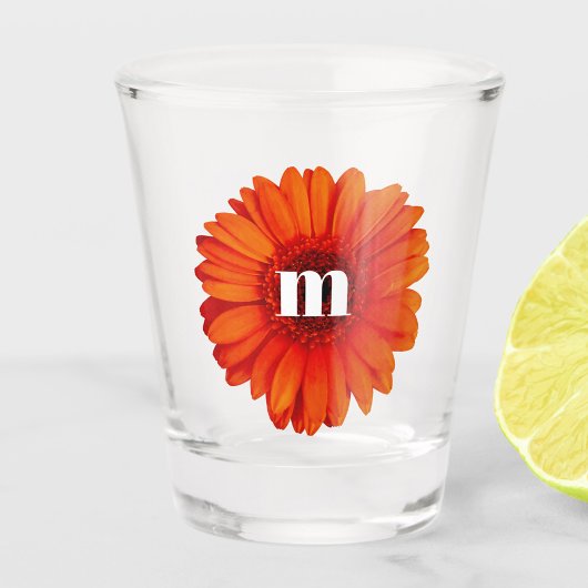 Gerbera Daisy Monogram Initiaal Shot Glas