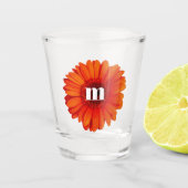 Gerbera Daisy Monogram Initiaal Shot Glas (Voorkant)
