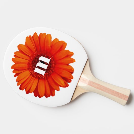 Gerbera Daisy Monogram Initiaal Tafeltennisbatje (Zijkant)