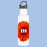 Gerbera Daisy Monogram Initiaal Waterfles<br><div class="desc">Verbrand de oranje gerbera-dagbloem met een modern monogram initiaal met onderste hoesje,  dat kan worden aangepast aan het personaliseren.</div>