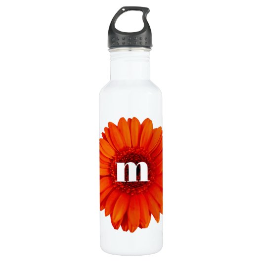 Gerbera Daisy Monogram Initiaal Waterfles (Voorkant)