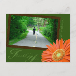 Gerbera Daisy Orange & Groen dankt u Huwelijk Briefkaart
