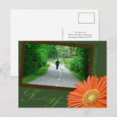 Gerbera Daisy Orange Groen Muted dankt u Huwelijk Briefkaart (Voorkant / Achterkant)