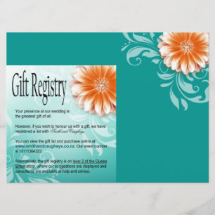 Gerbera Daisy Oranje Aqua Gift Registry Kaart