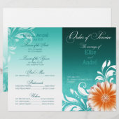 Gerbera Daisy Oranje Aqua Orde van de Dienst Progr (Voorkant / Achterkant)