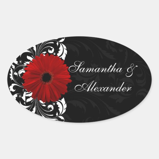 Gerbera Daisy Ovale Sticker (Voorkant)