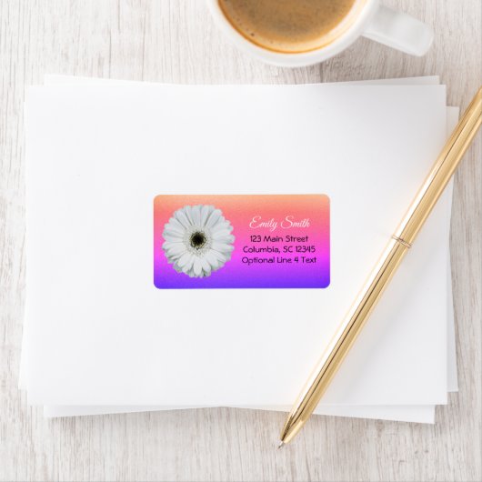 Gerbera Daisy over Ombre Rainbow Glitter | Bladpla Etiket (Insitu)