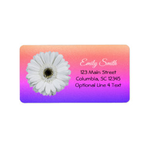 Gerbera Daisy over Ombre Rainbow Glitter Bladpla Etiket