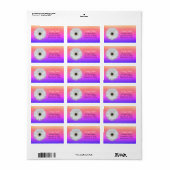 Gerbera Daisy over Ombre Rainbow Glitter | Bladpla Etiket (Full Sheet)