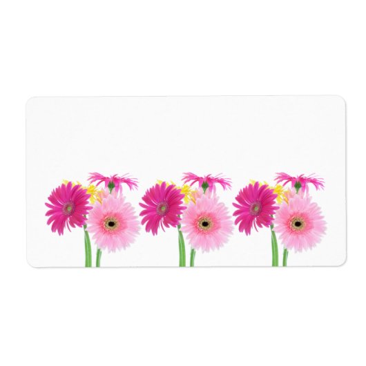 Gerbera Daisy Piink Flowers Etiket (Voorkant)