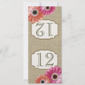 Gerbera Daisy Pink and Coral Table Number Kaart (Voorkant)