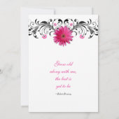 Gerbera Daisy Pink Black Floral Wedding Invitation Kaart (Achterkant)