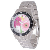 Gerbera Daisy Pink Horloge (Gekanteld)