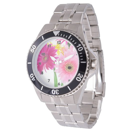 Gerbera Daisy Pink Horloge (Gekanteld)