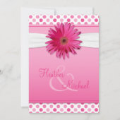 Gerbera Daisy Pink Polka Dot Weddenschap Kaart (Voorkant)
