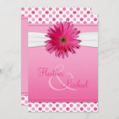 Gerbera Daisy Pink Polka Dot Weddenschap Kaart (Voorkant / Achterkant)