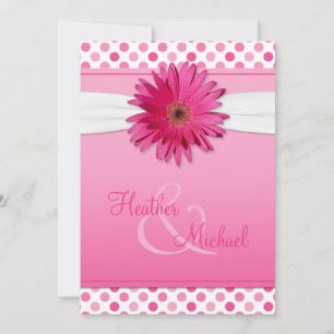 Gerbera Daisy Pink Polka Dot Weddenschap Kaart