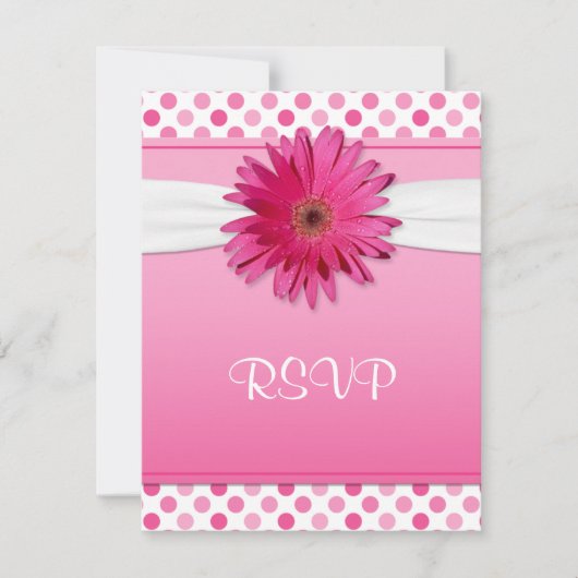 Gerbera Daisy Polka Dot Bat Mitzvah Reply Kaart (Voorkant)