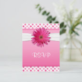 Gerbera Daisy Polka Dot Bat Mitzvah Reply Kaart (Staand voorkant)