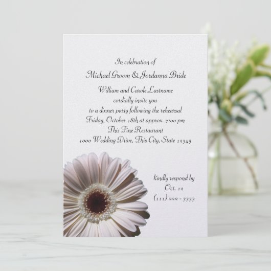 Gerbera Daisy repetitie diner Kaart (Staand voorkant)