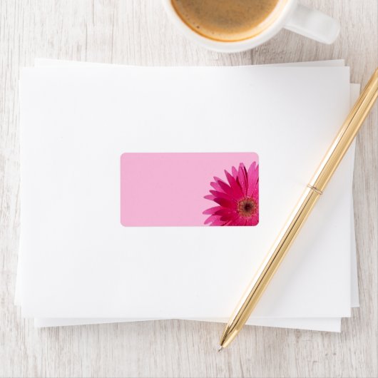 Gerbera Daisy Roze Achtergrond Bruiloft Blank Etiket (Insitu)