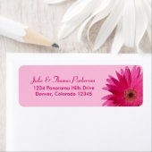 Gerbera Daisy Roze Bruiloft Retouradres Etiket (Insitu)