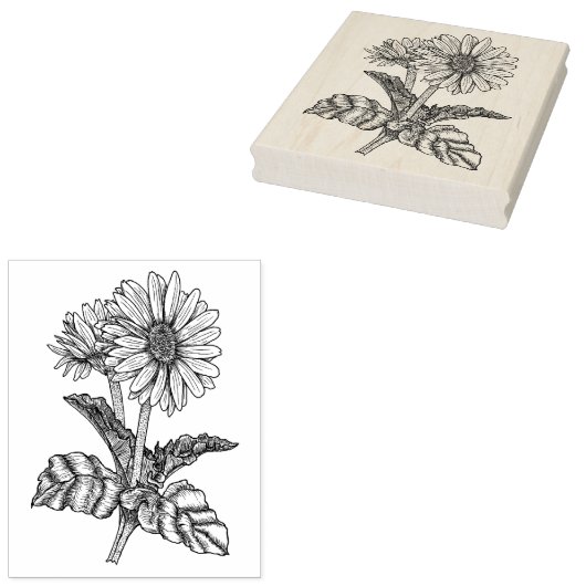 Gerbera Daisy Rubberstempel (Gestempeld)