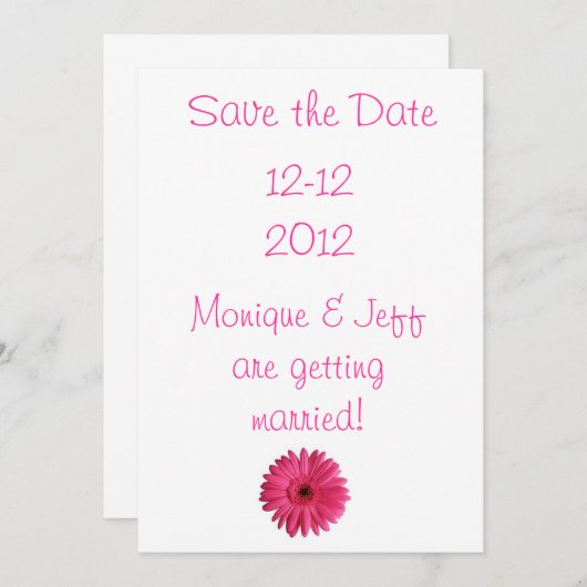 Gerbera Daisy Save the Date (Voorkant / Achterkant)