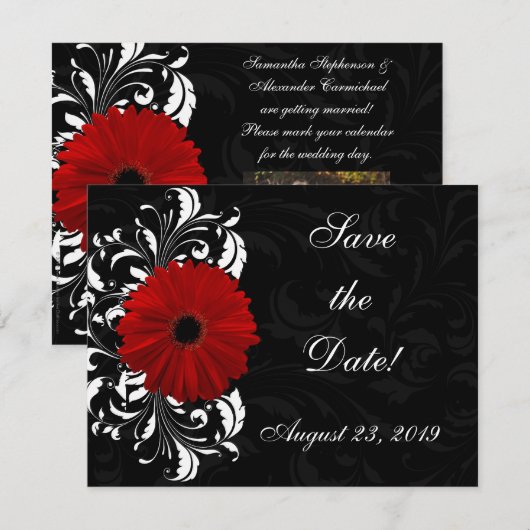 Gerbera Daisy Save The Date (Voorkant / Achterkant)