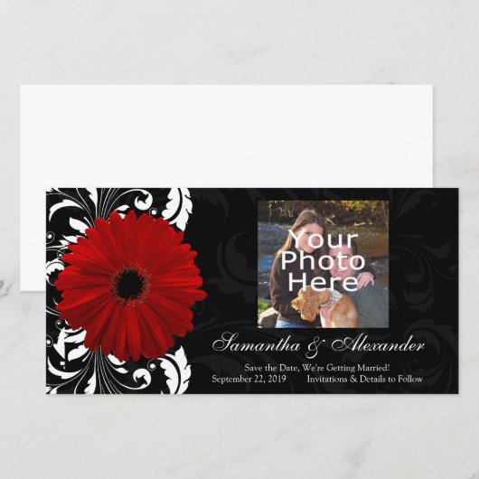 Gerbera Daisy Save The Date (Voorkant / Achterkant)