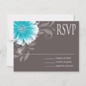 Gerbera Daisy Scroll 1 RSVP blauwgroen alkboard (Voorkant)