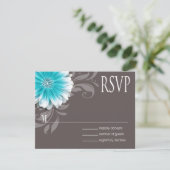 Gerbera Daisy Scroll 1 RSVP blauwgroen alkboard (Staand voorkant)