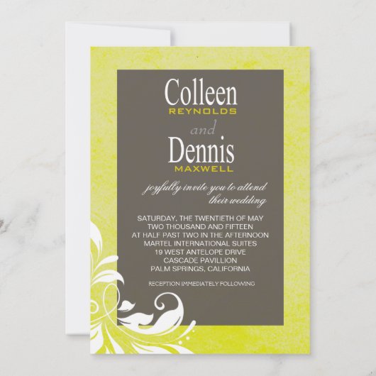 Gerbera Daisy Scroll 1 Trouwgeel krijtbord Kaart (Achterkant)