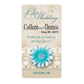 Gerbera Daisy Scroll 1 Wijnlabel | BLAUWGROEN Etiket (Voorkant)