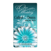 Gerbera Daisy Scroll 1 Wijnlabel | BLAUWGROEN Etiket (Voorkant)
