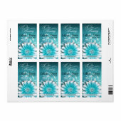 Gerbera Daisy Scroll 1 Wijnlabel | BLAUWGROEN Etiket (Full Sheet)
