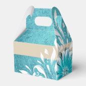 Gerbera Daisy Scroll | blauwgroen havermout Bedankdoosjes (Achterkant)