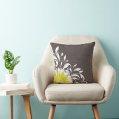 Gerbera Daisy Scroll Burlap 1 gele houtskool Kussen (Stoel)