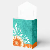 Gerbera Daisy Scroll | oranje turkoois Bedankdoosjes (Geopend)