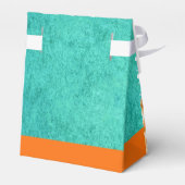 Gerbera Daisy Scroll | oranje turkoois Bedankdoosjes (Achterkant)