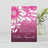 Gerbera Daisy Scroll Vrijgezellenfeest fuschia Kaart (Staand voorkant)