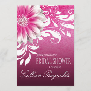 Gerbera Daisy Scroll Vrijgezellenfeest fuschia Kaart